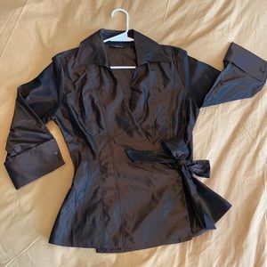 Elegant Dark Brown Wrap Top